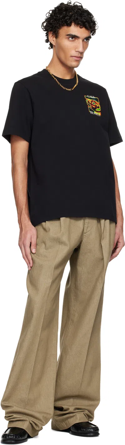 Casablanca Black Crewneck T-shirt With Logo Detail On The Front And Maxi Logo On The Rear In Cotton Man