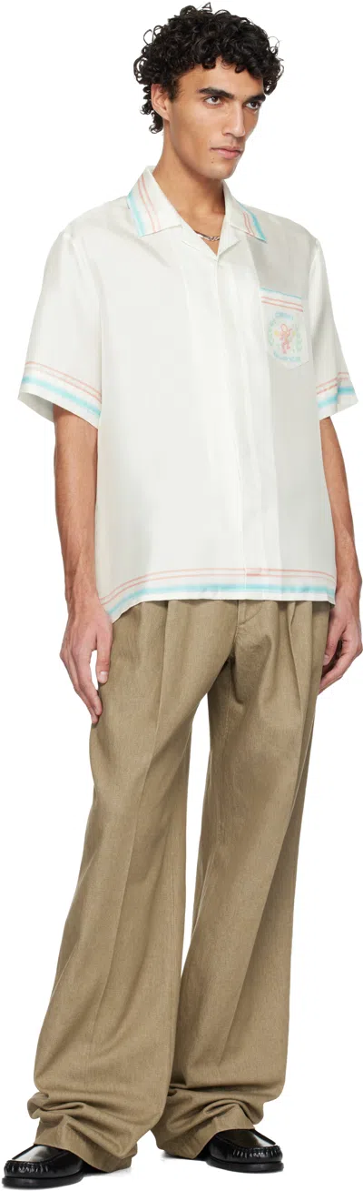 Casablanca Silk Shirt Short Sleeves Graphic Print Pocket In White