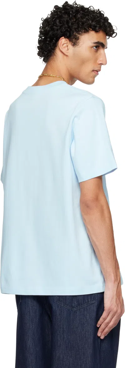 Casablanca Ribbed Crew Neck Short Sleeve T-shirt With Airbrush Artwork In Blue