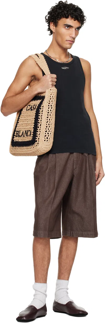 Casablanca Beige Raffia Tote In Brown
