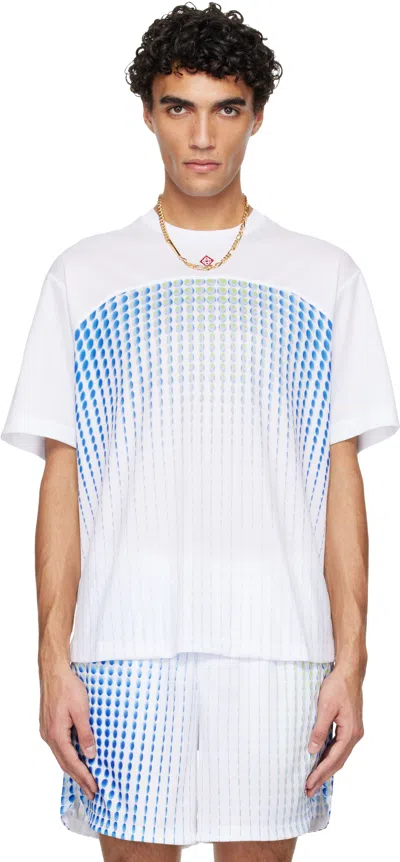 Casablanca Crew Neck Graphic Print Short Sleeve T Shirt In White