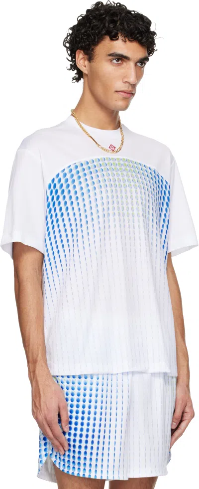 Casablanca Crew Neck Graphic Print Short Sleeve T Shirt In White