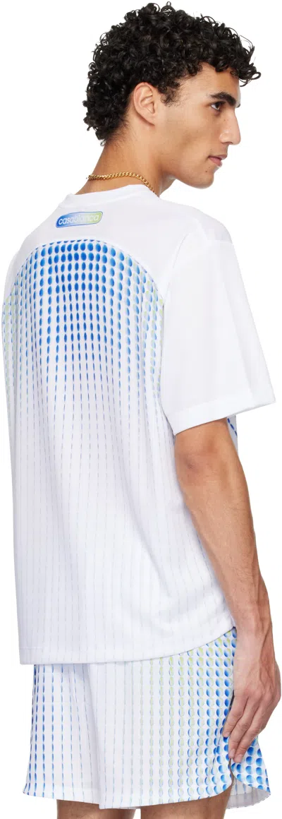 Casablanca Crew Neck Graphic Print Short Sleeve T Shirt In White