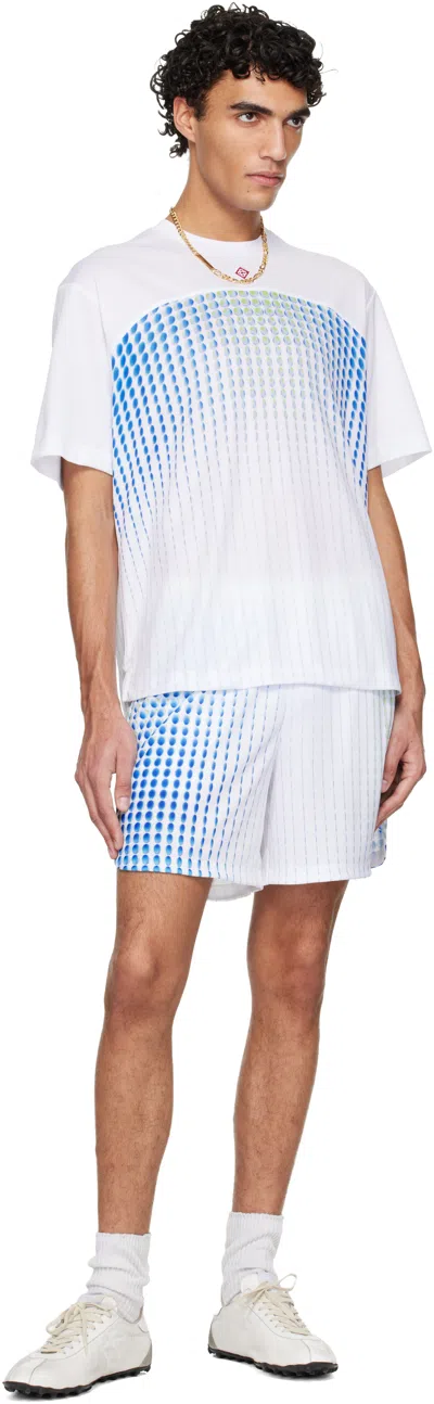 Casablanca Crew Neck Graphic Print Short Sleeve T Shirt In White