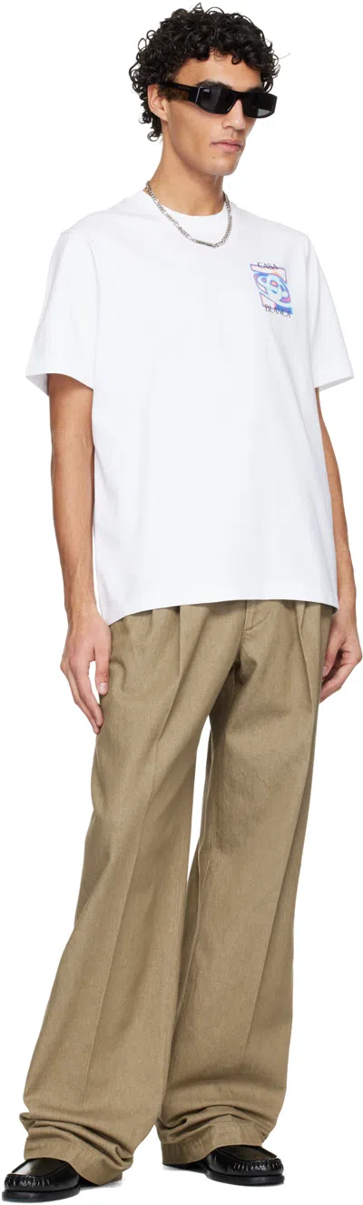 Casablanca Men White Crewneck T-shirt With Logo Detail On The Front And Maxi Logo On The Rear In Cot