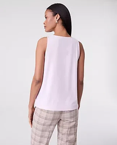 Ann Taylor Mixed Media V-neck Shell Top In Pink | ModeSens