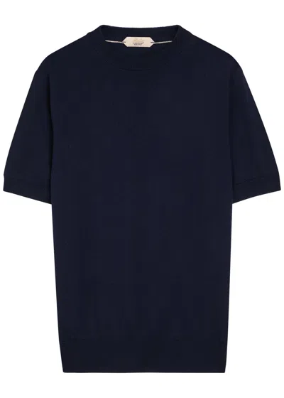 Aurélien Aur1 Solid Cotton T-shirt In Blue