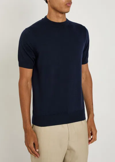 Aurélien Aur1 Solid Cotton T-shirt In Blue