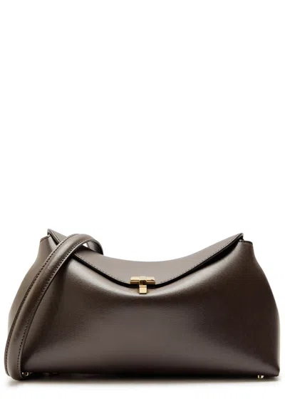 Totême Toteme Leather T-lock Top-handle Bag In Brown