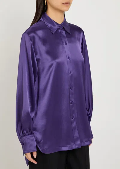 Joseph Womens Dieu Long-sleeved Satin Blouse Violet In Purple