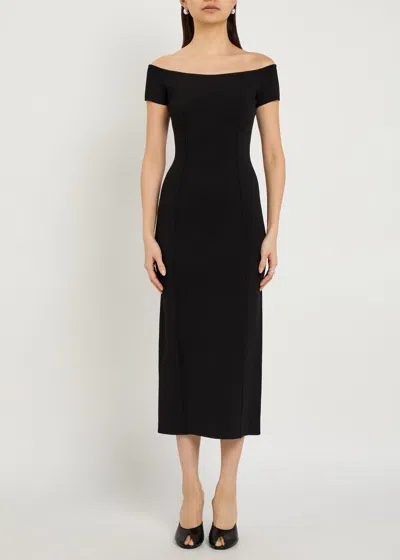 Joseph Foin Pintuck Stretch-knit Midi Dress In Black