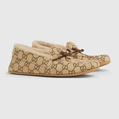 Gucci Leather Loafers With Merino Wool In Multi