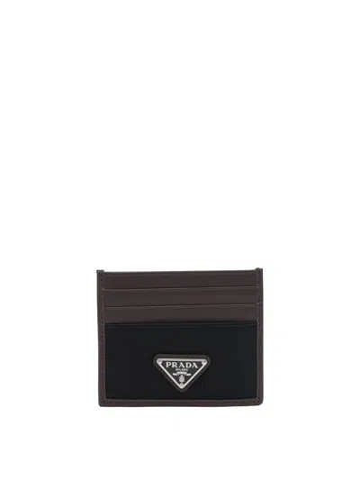 Prada Logo-plaque Card Holder In Brown