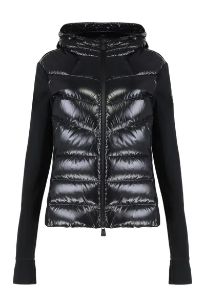 Moncler Grenoble Padded Fleece Hoodie With Zip And Hood In Black