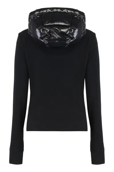 Moncler Grenoble Padded Fleece Hoodie With Zip And Hood In Black