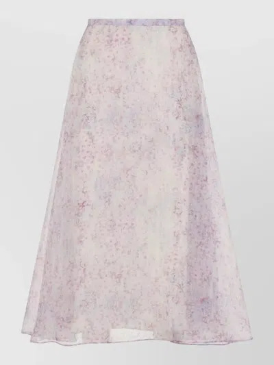 Alberta Ferretti Organza Midi Skirt Floral Pattern In Multi