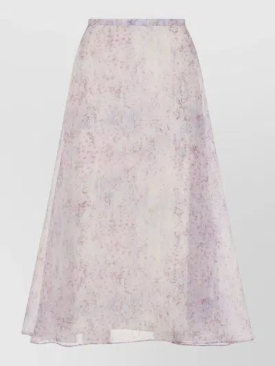 Alberta Ferretti Organza Midi Skirt Floral Pattern In Multi