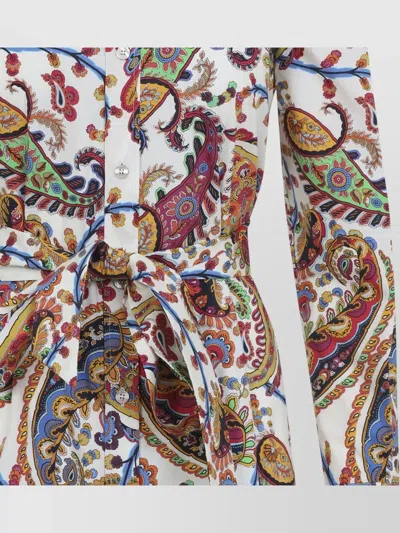 Etro Belted Paisley-print Cotton-voile Midi Shirt Dress In Multi