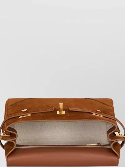 Balmain Medium Handle Bag Adjustable Strap Hardware In Brown