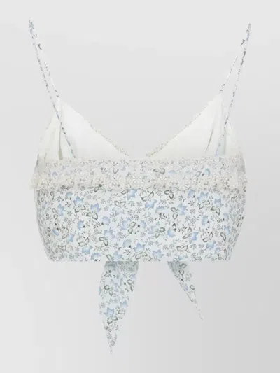 Ermanno Scervino Top Bow Detail Floral Pattern Lace In White