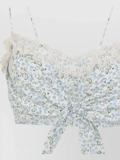 Ermanno Scervino Top Bow Detail Floral Pattern Lace In White