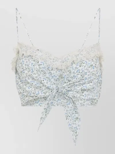 Ermanno Scervino Top Bow Detail Floral Pattern Lace In White