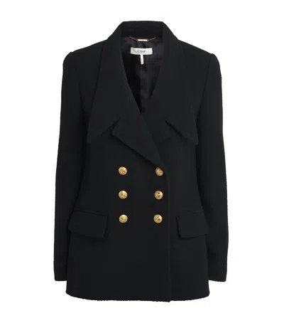 Chloé Virgin Wool-blend Double-breasted Blazer In Black