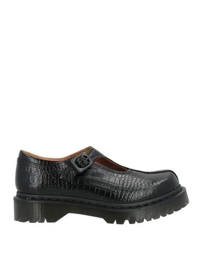 Dr. Martens Rejena Mj Analine Croc Emboss Woman Loafers Black Size 7 Leather