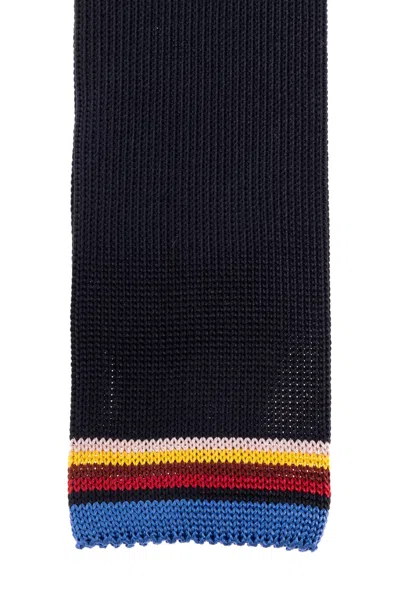 Paul Smith Striped-edge Tie In Black