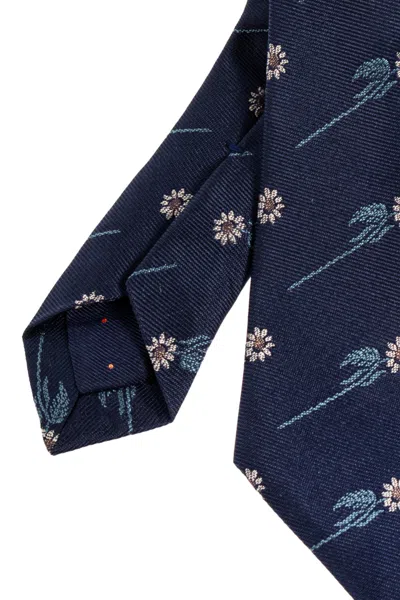 Paul Smith Floral Printed Pointed-tip Tie In Blue