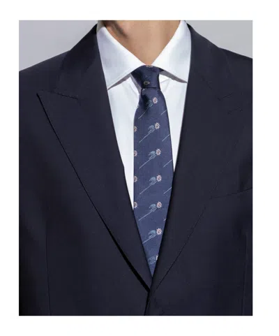 Paul Smith Floral Printed Pointed-tip Tie In Blue