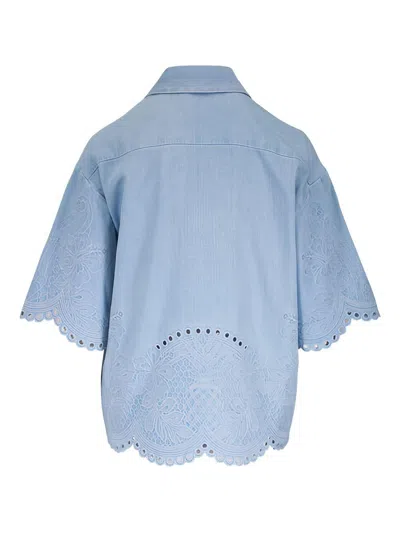 Zimmermann Womens Ice Storm Daylight Embroidered Denim Shirt Xs In Blue
