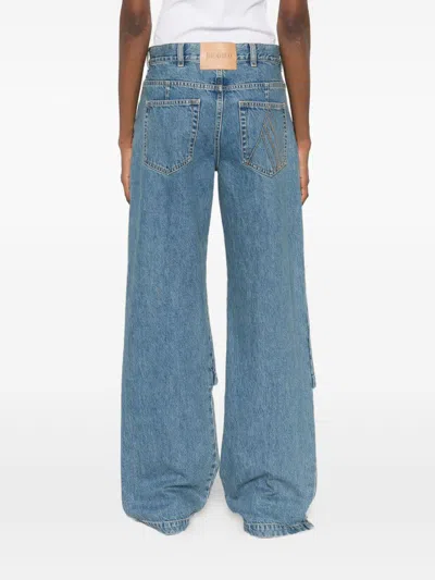 Attico Blue Jeans With Logo Detail On The Pocket And Logo Patch On The Rear In Denim Woman