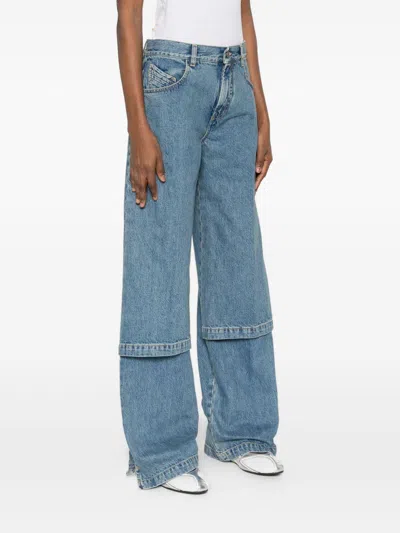 Attico Blue Jeans With Logo Detail On The Pocket And Logo Patch On The Rear In Denim Woman
