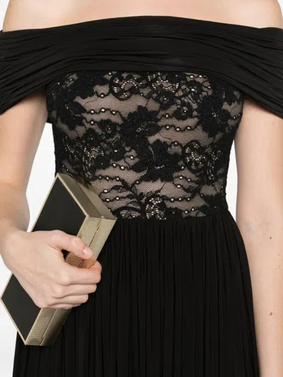 Zimmermann Off-the-shoulder Lace-trimmed Gathered Stretch-jersey Maxi Dress In Black