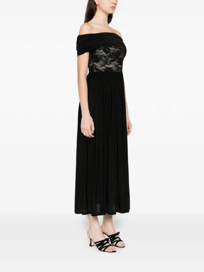 Zimmermann Off-the-shoulder Lace-trimmed Gathered Stretch-jersey Maxi Dress In Black