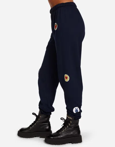 Lauren Moshi Tanzy Hippie Patches Jogger Sweatpants In Navy In Black