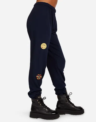 Lauren Moshi Tanzy Hippie Patches Jogger Sweatpants In Navy In Black