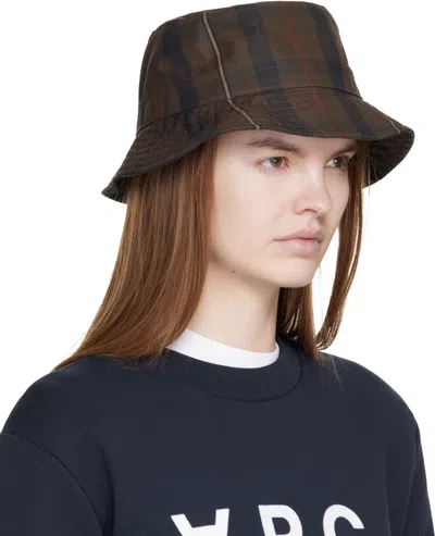 Apc Plaid-pattern Bucket Hat In Gray