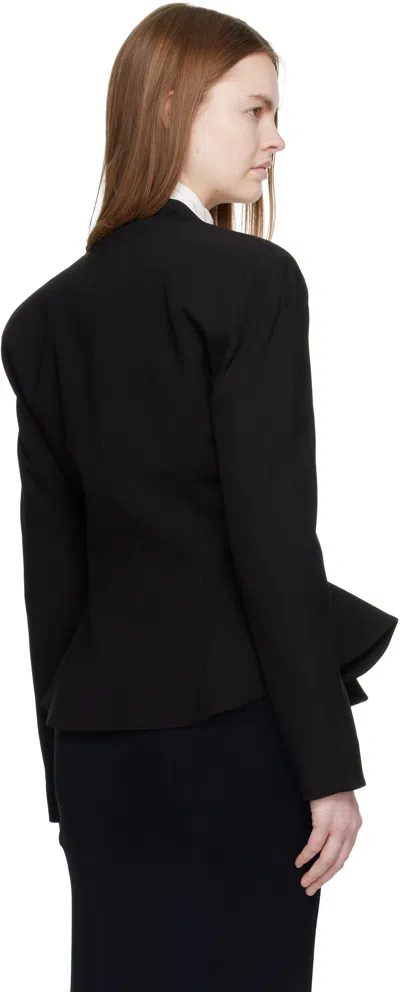 Mugler Black Flared Wool Jacket In Black