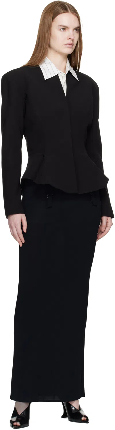 Mugler Black Flared Wool Jacket In Black