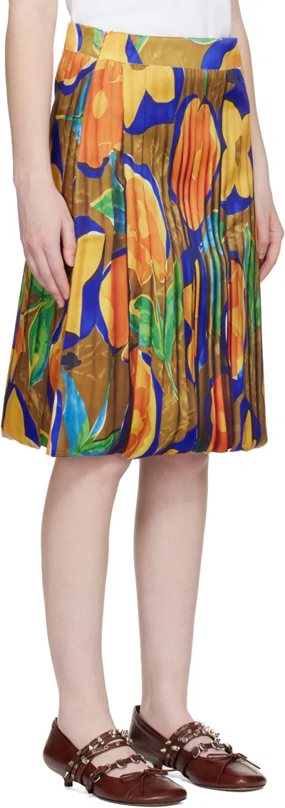 Abra Multicolor Trompe L'oeil Midi Skirt In Multi