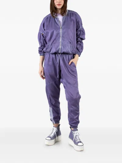 Freecity Satin Bomber Jacket In Purple