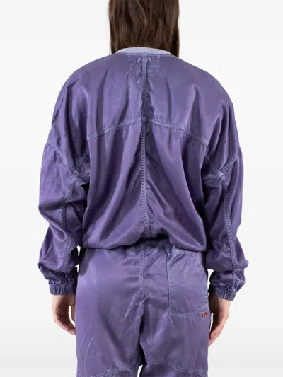 Freecity Satin Bomber Jacket In Purple