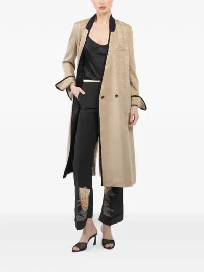 Ibrigu Juban Floral-pattern Trim Coat In Neutral