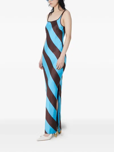 Samsoe & Samsoe Striped Split Dress In Blue