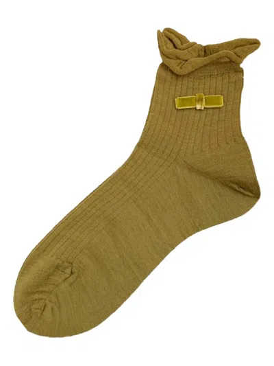 Antipast Ruffled Bow-detail Socks In Green