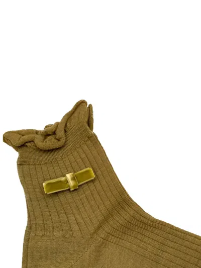 Antipast Ruffled Bow-detail Socks In Green