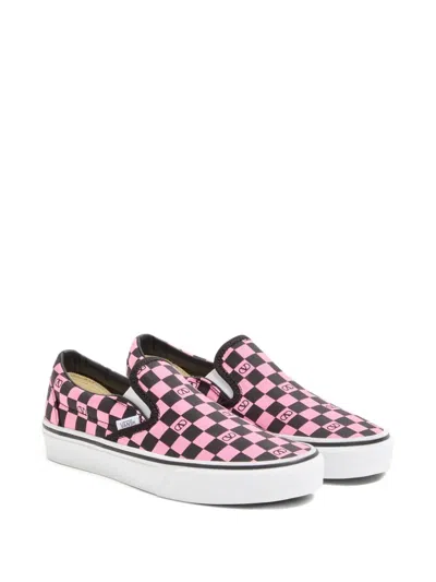 Valentino Garavani  Garavani And Vans Fabric Slip-on Trainer With Vlogo Checkerboard Print In Brown