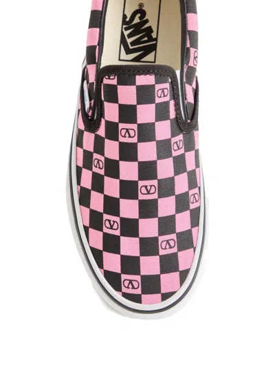 Valentino Garavani  Garavani And Vans Fabric Slip-on Trainer With Vlogo Checkerboard Print In Brown